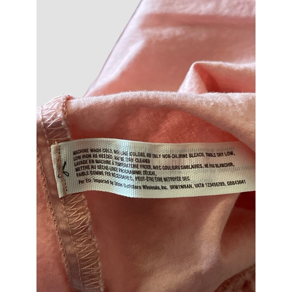 Free People Calico Cotton Trapeze Eyelet Top Dress Women’s size Small Coral Pink - Picture 8 of 9